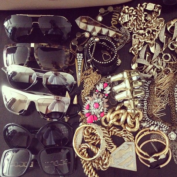 Maximalist sunglasses and jewelry