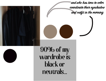 Reality collage: a dark closet and notes about not coordinating makeup and outfits