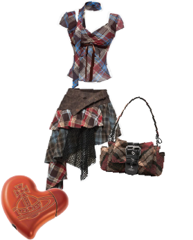 Vivienne Westwood tartan outfit and handbag