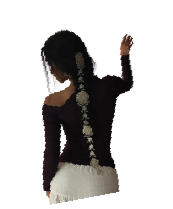 Woman in a black top seen from behind