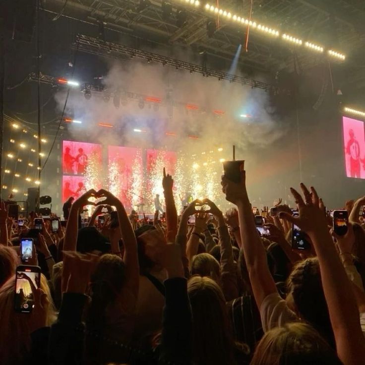 Crowd at a concert with sparklers