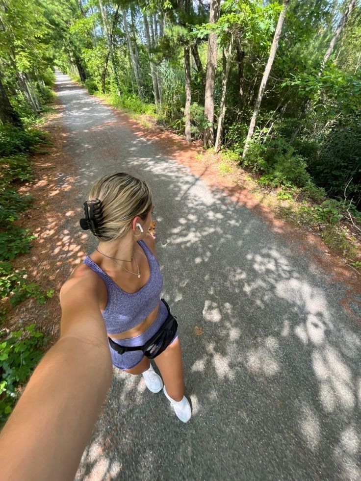 Morning run on a forest path