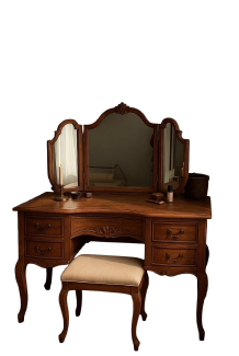 Vintage dark wood dressing table and stool