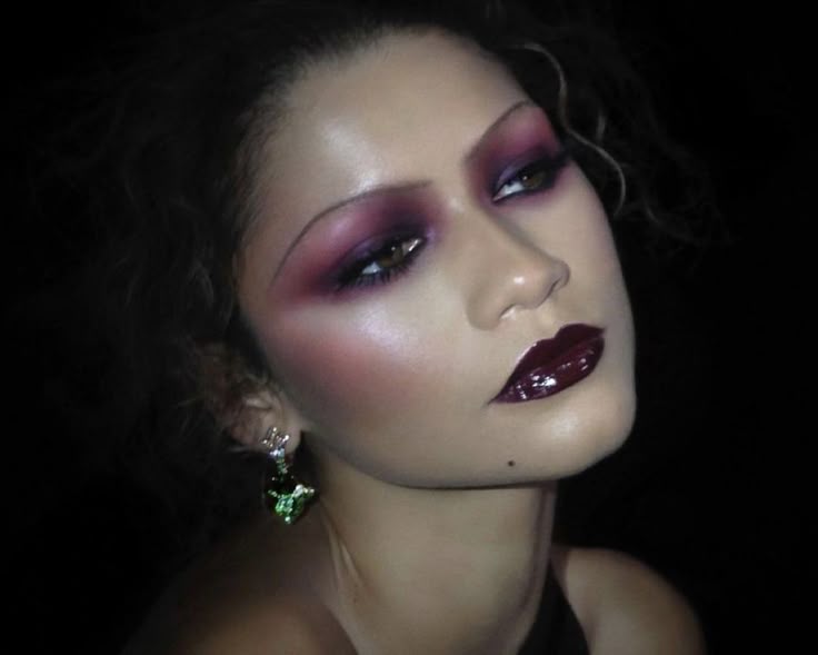 Editorial portrait with burgundy makeup